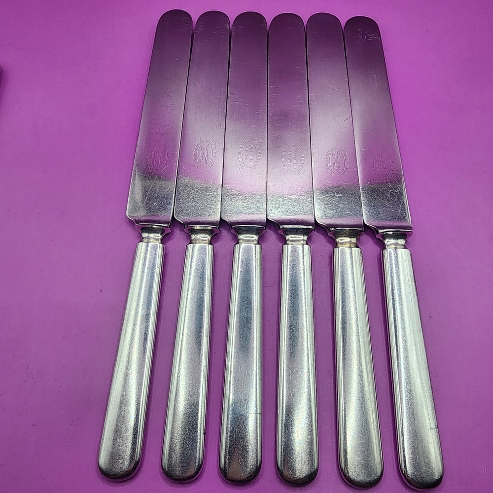 6 Antique 1881 WM Rogers 9 1/4" Table Knives Lot
